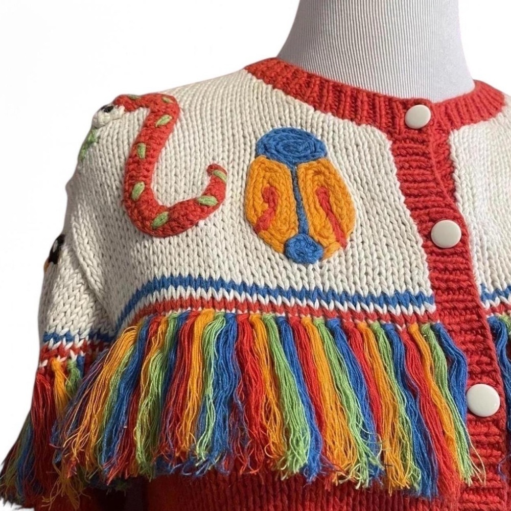 Vintage‎ 90s Cactus Cardigan Sweater Women's Petite Small IB Diffusion Rainbow - Picture 4 of 9